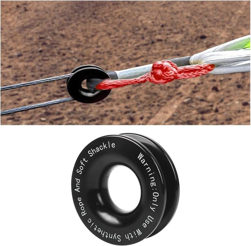 HZEL Car Winch Snatch Recovery Ring, 66000 LBS Break Strength Soft Shackle Synthetic & Rope Block Pulley Towing Ring, Automotive Exterior Accessories, Universal for ATV UTV SUV (Black) - Image 1